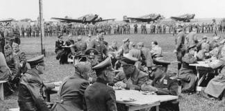 Adolf Hitler and Benito Mussolini visit their troops in Ukraine