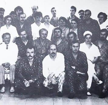 Chornobyl firefighters at Kyiv clinic with their doctors