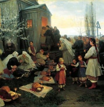 ‘Easter morning prayer” by Ukrainian painter Mykola Pymonenko
