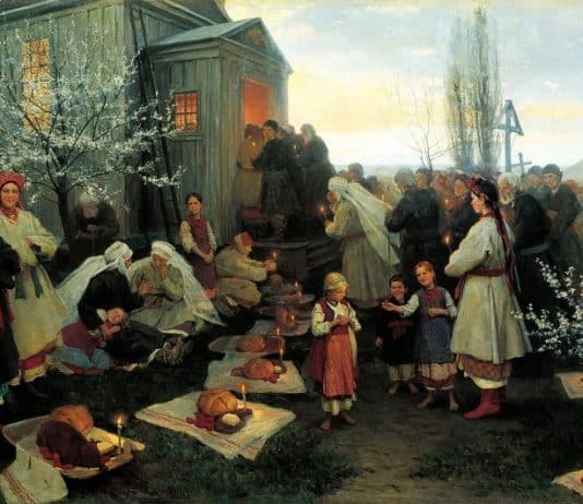 ‘Easter morning prayer” by Ukrainian painter Mykola Pymonenko