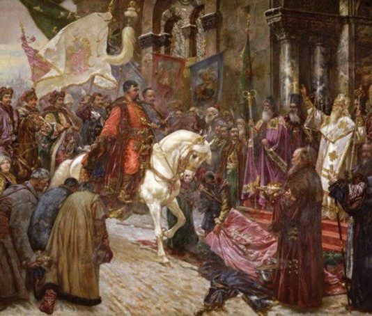 “The Entrance of Bogdan Khmelnytsky to Kyiv in 1649” by Mykola Ivasyuk