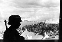 German sentry over Kyiv-Pechersk Lavra/ Cave Monastery in September, 1941
