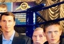 Young Boxer Usyk with his First Coach and Vladimir Klitschko