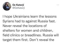 Syrians warn Ukrainians of Russia’s mean tactics in bombing civilians