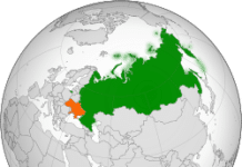 Russia desiring land of Ukraine. Map of two countries for comparison