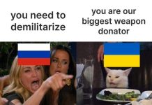 ‘Russia is Ukraine’s Biggest Weapons Donator’ meme