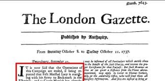 Bakhmut mentioned as Ukrainian city in English Newspaper in 1737