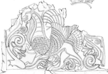 Decorated Heraldic Griffin pressed on leather from Alexandropol Kurgan