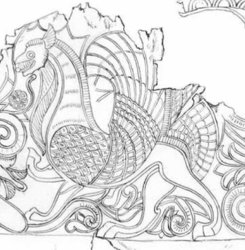 Decorated Heraldic Griffin pressed on leather from Alexandropol Kurgan