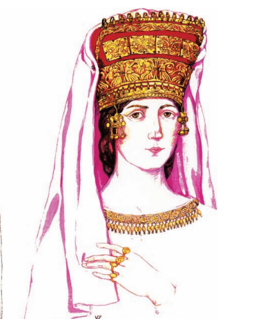 Priestess in Golden Tiara with Maenads from Great Ryzhanovka Kurgan in Ukraine