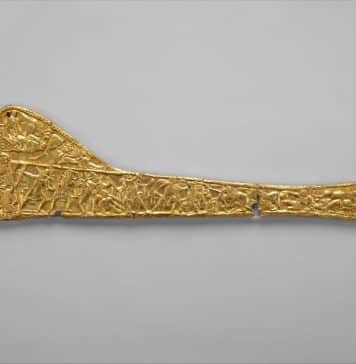 Battle Scenes including Amazon Female Warrior on Gold Scabbard from Chertomlyk Royal Kurgan in Ukraine