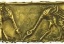 ‘Monkey and Cranes’ Gold Relief Overlay from Lytoi Scythian Kurgan in Ukraine