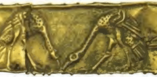 ‘Monkey and Cranes’ Gold Relief Overlay from Lytoi Scythian Kurgan in Ukraine