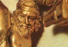 Scythian Faces on Golden Pectoral from Tovsta Mogyla Kurgan, Ukraine