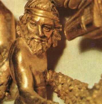 Scythian Faces on Golden Pectoral from Tovsta Mogyla Kurgan, Ukraine