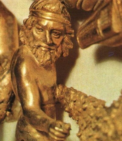 Scythian Faces on Golden Pectoral from Tovsta Mogyla Kurgan, Ukraine