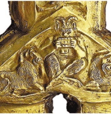 ‘God Pan playing flute and two goats’ on Scythian sword handle from Tovsta Mogyla kurgan