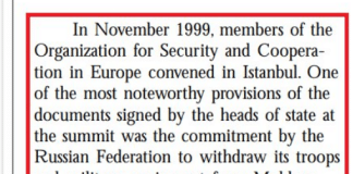 In 1999, Russia promised to remove its troops from Moldova by end of 2002