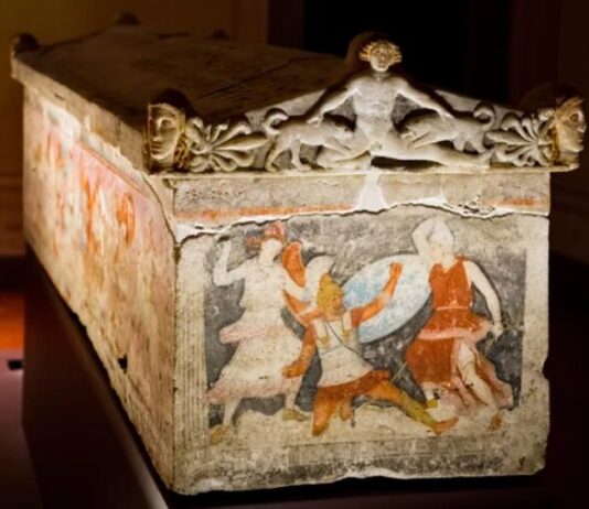 Amazon Sarcophagus from Terquinii, Etruscan Culture