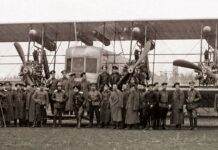 Igor Sikorsky with his ‘Ilya Muromets’ plane in Kyiv in 1914