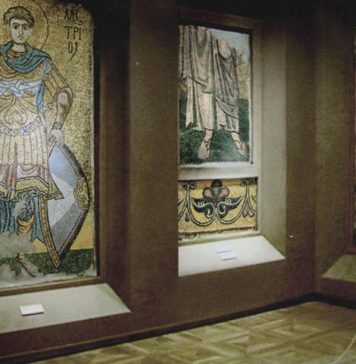 In August of 1937, Moscow demolished 12th-century St. Michael’s Cathedral in Kyiv, Ukraine, but the frescos it had stolen from it exhibits as part of Russian history
