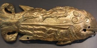 Gold Fish Plaque, Center Ornament of Scythian Shield from Vettersfelde Treasure
