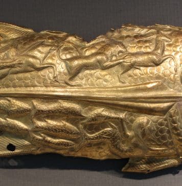 Gold Fish Plaque, Center Ornament of Scythian Shield from Vettersfelde Treasure
