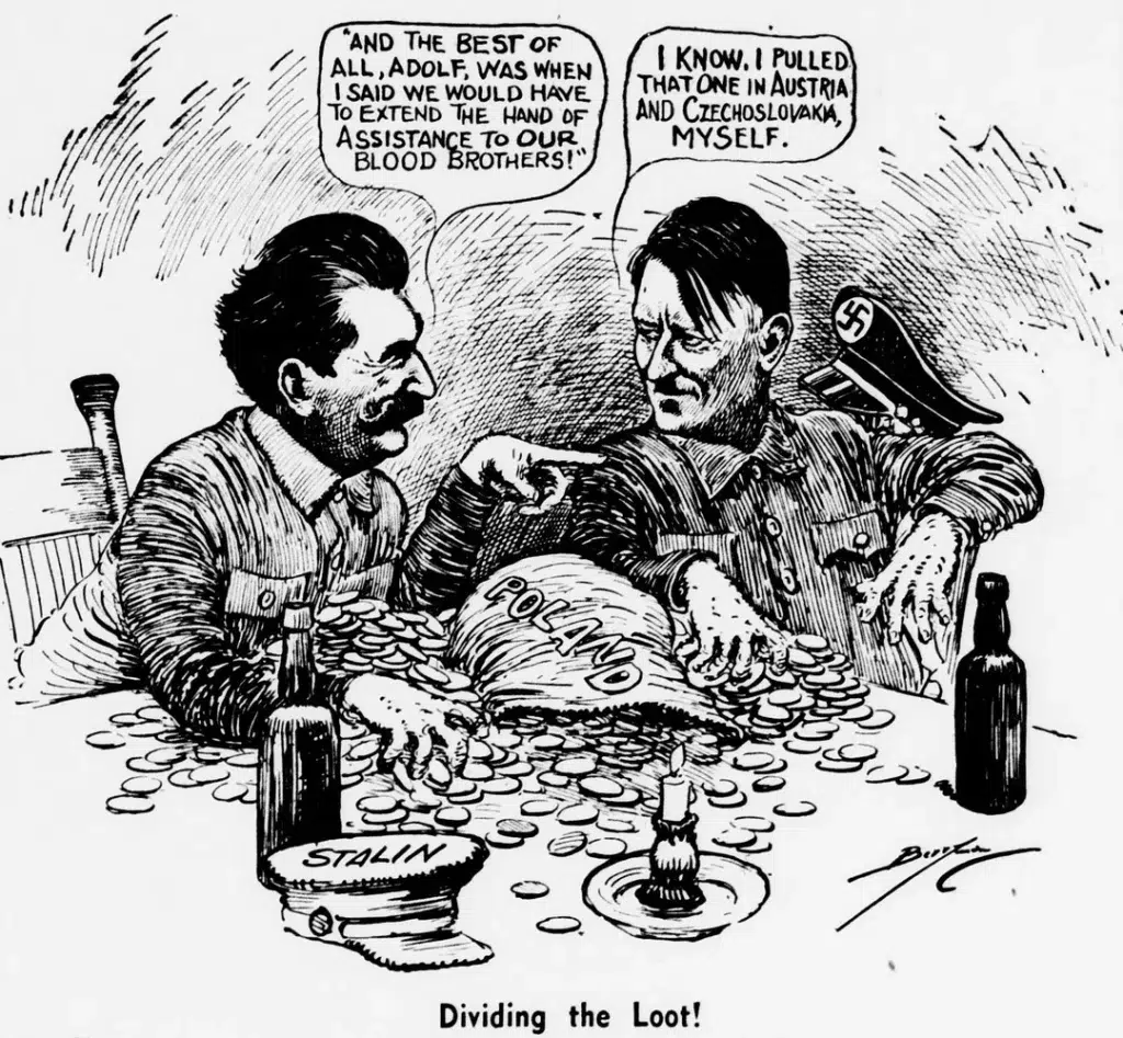 Invading Ukraine in 2014, Moscow used the same fake excuse as for invading Poland in 1939 2 dividing the loot american cartoon the washington evening v0 353syapg1mzc1