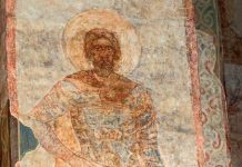 Kyiv Elite Warrior on 12th-century fresco from St. Cyril’s Church: Possibly Vsevolod II Olgovich in his princely military attire