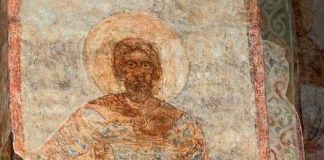 Kyiv Elite Warrior on 12th-century fresco from St. Cyril’s Church: Possibly Vsevolod II Olgovich in his princely military attire