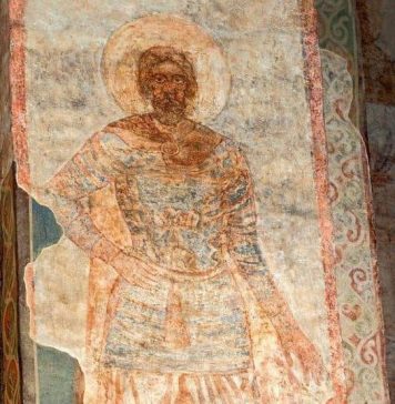 Kyiv Elite Warrior on 12th-century Fresco from St. Cyril’s Church: Possibly Vsevolod II Olgovich in his princely military attire