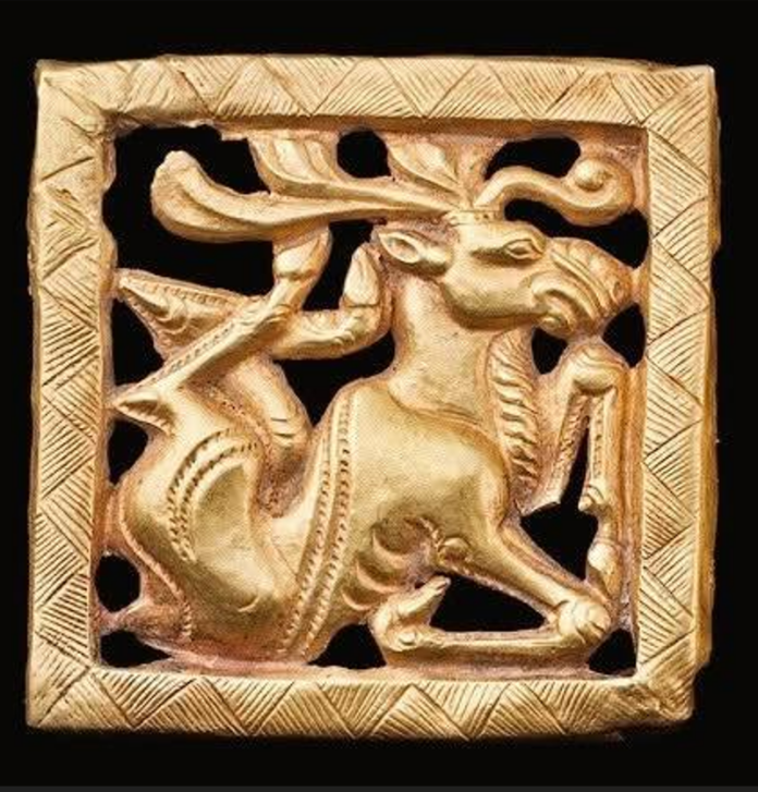 Elk on Golden Plaque