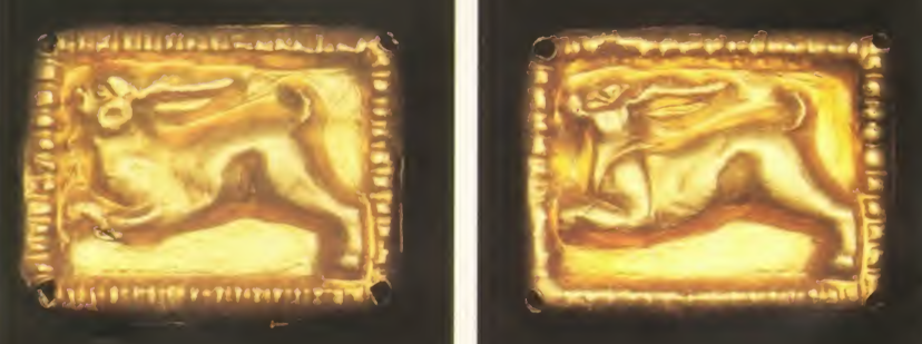 Rectangular plaques with a hare figure