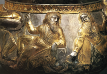 Scythian Top-Rank Warlords on Gaimanov Golden Bowl: Their faces, outfits & weapons